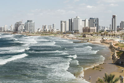 High angle view of beach in city