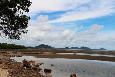Scenic view of lake against sky