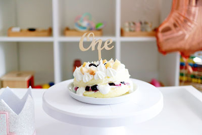 View of cake on table