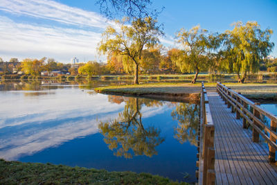 Scenic view of lake against sky