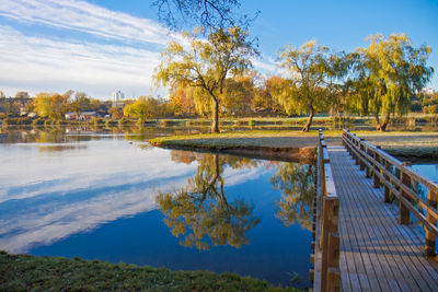 Scenic view of lake against sky