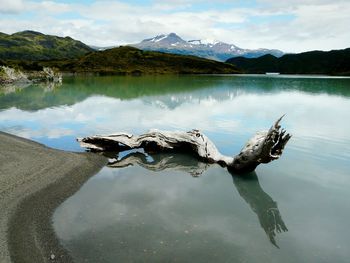 Scenic view of lake against sky