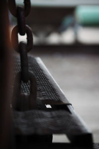 Close-up of padlock on railing