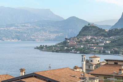 Aerial view of marone in the lake iseo