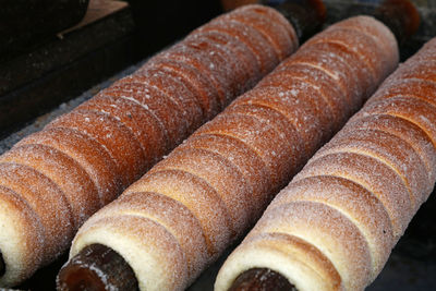 High angle view of baked food