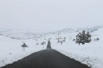 Scenic view of snow covered mountain against sky