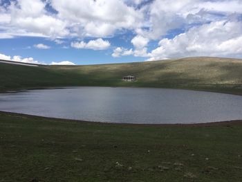 Scenic view of lake against sky