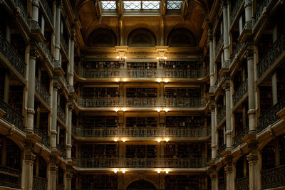 Low angle view of illuminated building