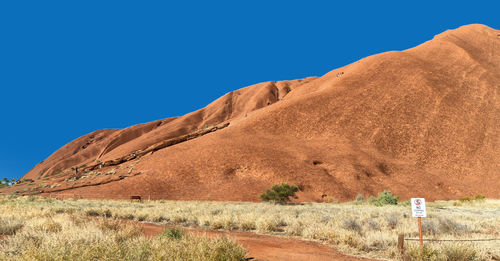 Scenic view of field against clear blue sky