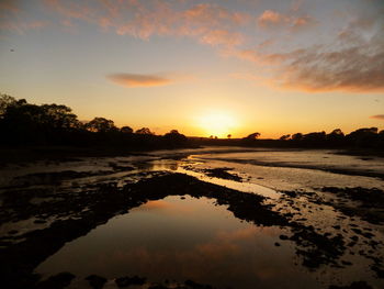 Scenic view of sunset over river