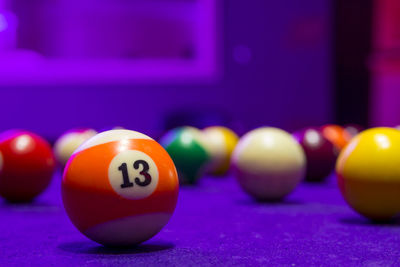 Close-up of balls on table