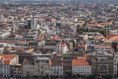 Panoramic view of budapest, the capital of hungary, europe. historical buildings and rooftops.