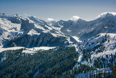 Scenic view of snowcapped mountains