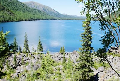 Scenic view of lake and mountains