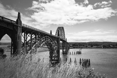 Bridge over river against sky