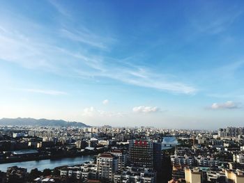 High angle view of cityscape against sky