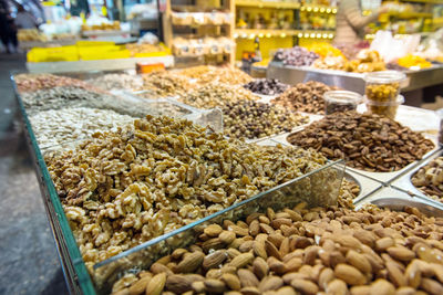 Various food for sale at market stall