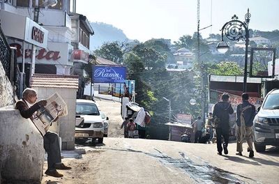 View of buildings along road