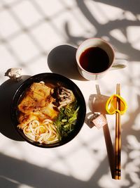 High angle view of food on table