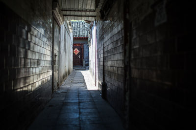 Empty alley amidst walls