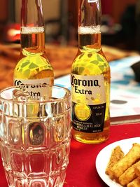 Close-up of drink served on table