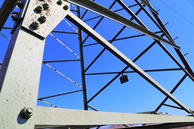 Low angle view of metallic structure against sky