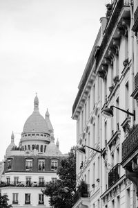 Exterior of historic building against clear sky