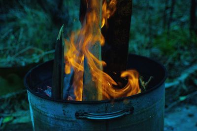 Bonfire in a fire bin