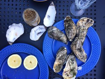 High angle view of food on table