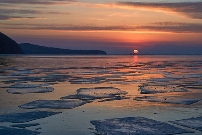 Scenic view of sea during sunset