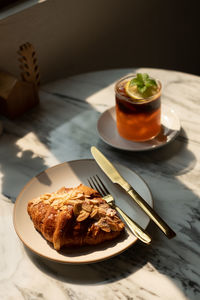 High angle view of food on table