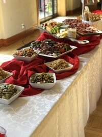 High angle view of food on table