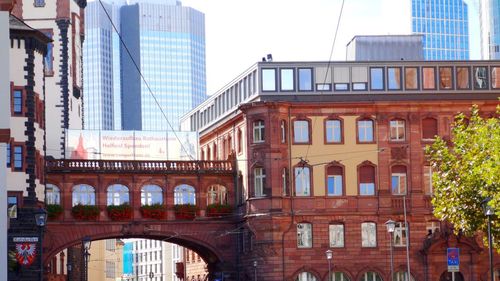 Low angle view of buildings in city