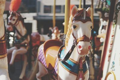 Close-up of carousel in amusement park