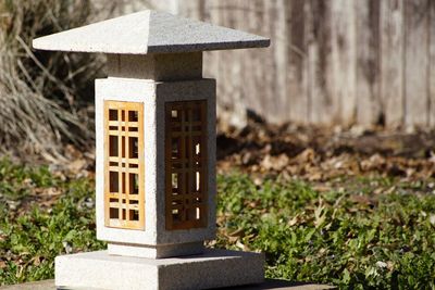 Close-up of wooden post