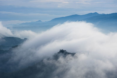 Aerial view of mountains against sky