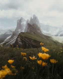 Scenic view of mountains against sky