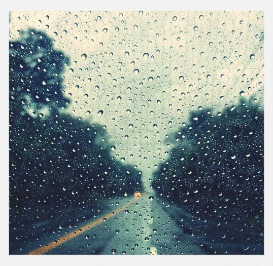 wet, drop, transportation, rain, window, weather, glass - material, transparent, indoors, raindrop, car, water, mode of transport, season, land vehicle, road, windshield, sky, vehicle interior, full frame