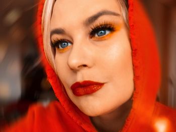 Close-up portrait of beautiful young woman