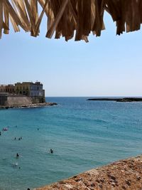 Scenic view of sea against clear sky