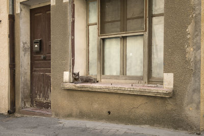 Closed door of old building