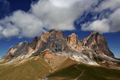 Scenic view of rocky mountains against sky