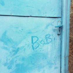 Close-up of blue door