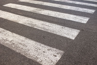 High angle view of zebra crossing on road