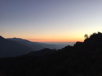 Scenic view of mountains against clear sky at sequoia national park