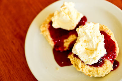 Close-up of cake served on plate