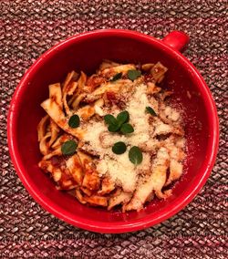 High angle view of food in bowl