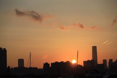 Silhouette buildings against sky during sunset
