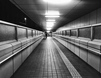 Illuminated subway station platform