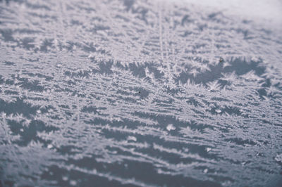 Full frame shot of frozen car window 